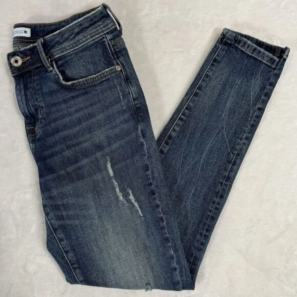 LOT Of 2 Zara‎ Jeans Size 4 Mid Rise Raw Hem Distressed Stretch Denim Bundle